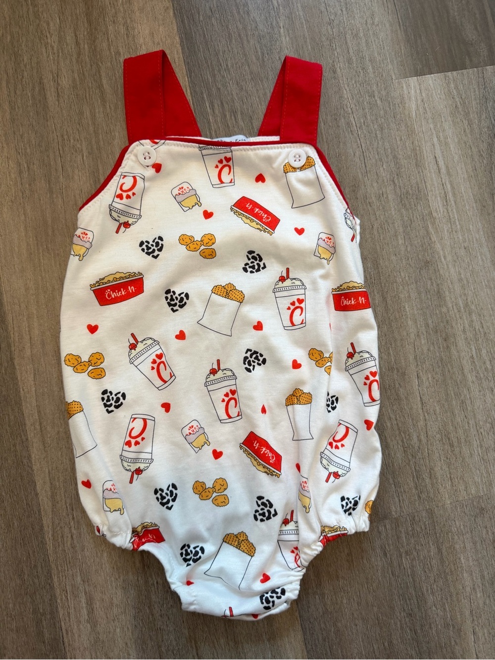 Chick-fil-A Inspired White & Red Kids One-Piece Romper
